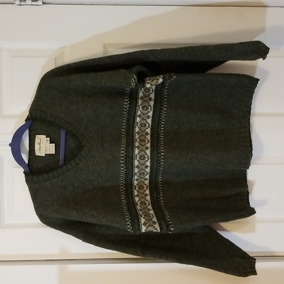 Vintage Eddie Bauer Fair Isle V Neck Sweater - Picture 1 of 10